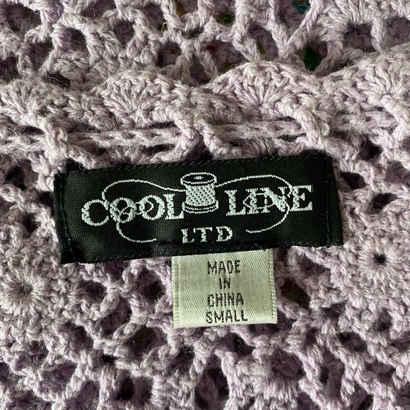 Cool Line LTD Junior Lavender Crochet Scoop Neck Crocheted Shirt Top Size Small - Picture 2 of 5